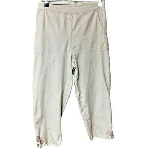 Quacker‎ Factory Capri Crop Pants Women's S Embellished Seashells Hi Rise J Pkts